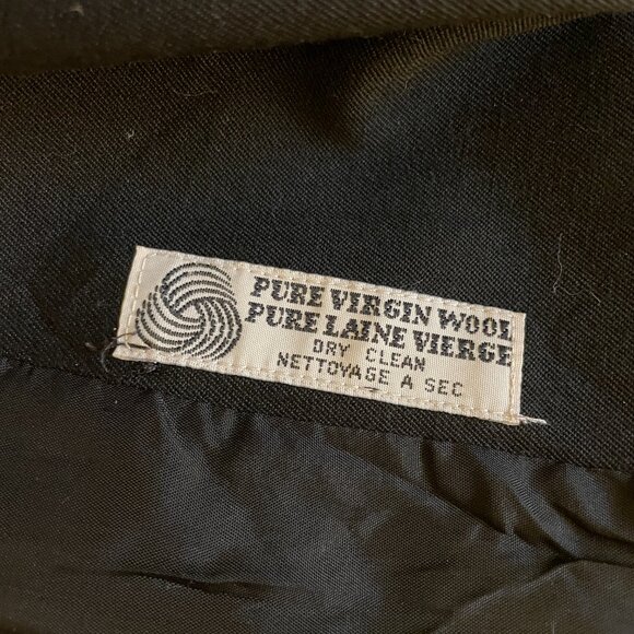 Vintage Rouie 100% Virgin Wool Black Trench Coat - Picture 5 of 5